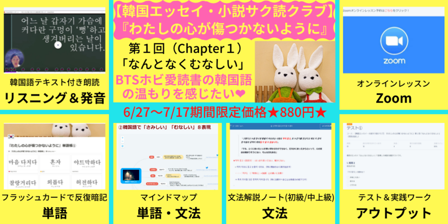 韓国エッセイ 小説サク読講座 Btsホビ愛読書 わたしの心が傷つかないように 내 마음 다치지 않게 第１回 なんとなくむなしい Staritzハングルアカデミー